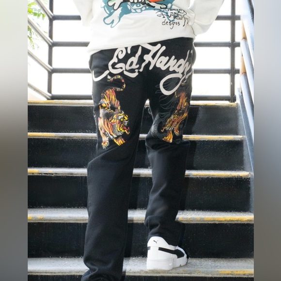 Ed Hardy Crawling Tigers Sweatpants in Black Size: XXL NWT
